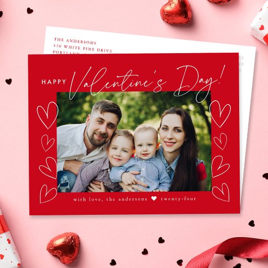 Cartes Pour Fêtes Annuelles Script moderne Red Valentine's Day Photo