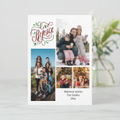 Cartes Pour Fêtes Annuelles Script moderne REJOICE 4 Photo Collage Noël (Debout devant)