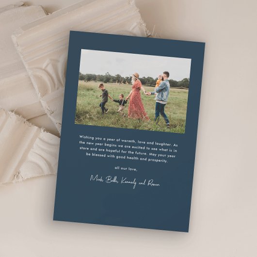 Cartes Pour Fêtes Annuelles Script moderne Simple Photo Nouvel An