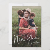 Cartes Pour Fêtes Annuelles Script moderne Simple Photo Nouvel An (Devant)