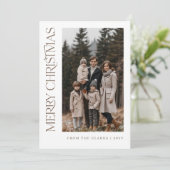 Cartes Pour Fêtes Annuelles Script moderne Vertical Deux Photo Famille Noël (Debout devant)