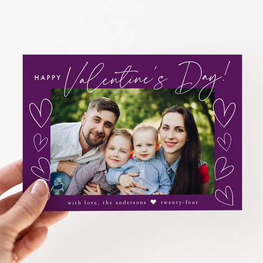 Cartes Pour Fêtes Annuelles Script moderne violet photo de la Saint Valentin