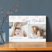 Cartes Pour Fêtes Annuelles Script neige | 2 Photo Happy Hanoukka Holiday Card