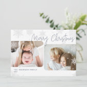 Cartes Pour Fêtes Annuelles Script neige | 2 Photo Joyeux Noël Voiture de Noël (Debout devant)