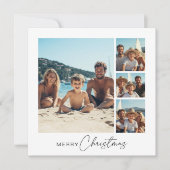 Cartes Pour Fêtes Annuelles Script Noël 4 Famille Photo Plage nautique (Devant)