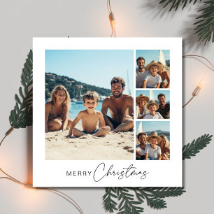 Cartes Pour Fêtes Annuelles Script Noël 4 Famille Photo Plage nautique