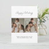 Cartes Pour Fêtes Annuelles Script Noël Joyeux vacances Photo de famille (Debout devant)