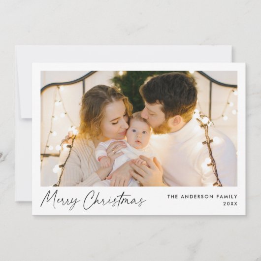 Cartes Pour Fêtes Annuelles Script noir moderne Joyeux Noël Photo (Devant)