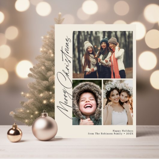 Cartes Pour Fêtes Annuelles script noir tendance joyeux noël