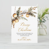 Cartes Pour Fêtes Annuelles Script or Botanique non photo Joyeux Noël (Debout devant)
