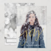 Cartes Pour Fêtes Annuelles Script or faux joie personnalisable (Devant / Derrière)