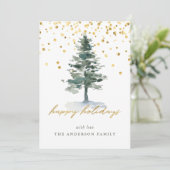 Cartes Pour Fêtes Annuelles Script Or moderne Arbre de Noël Sans photo (Debout devant)