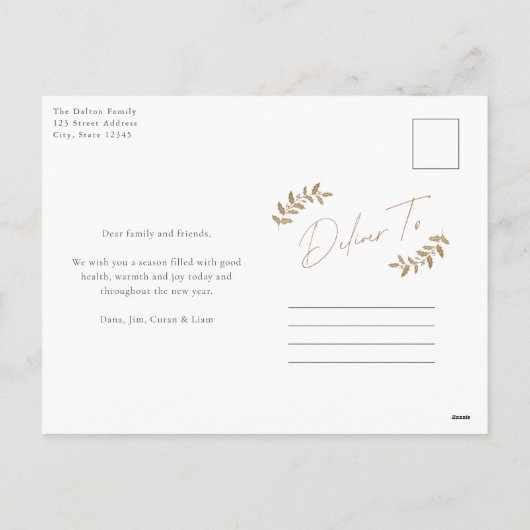 Cartes Pour Fêtes Annuelles Script Or moderne Joyeux Vacances Affaires (Dos)