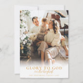 Cartes Pour Fêtes Annuelles Script Or moderne Photo de Noël religieuse (Devant)