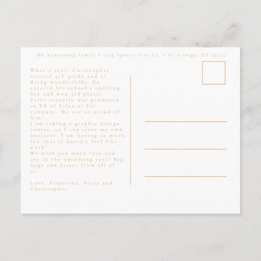 Cartes Pour Fêtes Annuelles Script Or moderne Photo de Noël religieuse (Dos)