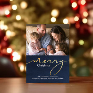 Cartes Pour Fêtes Annuelles Script or moderne Simple Joyeux Noël Photo