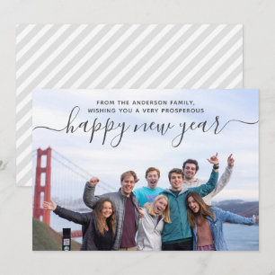 Cartes Pour Fêtes Annuelles Script photo de famille moderne Bonne année