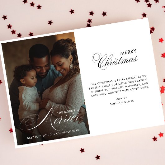 Cartes Pour Fêtes Annuelles Script Plus La Merrier Grossesse De Noël