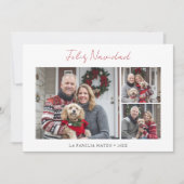 Cartes Pour Fêtes Annuelles Script Red Feliz Navidad 3 Photo Noël espagnol (Devant)