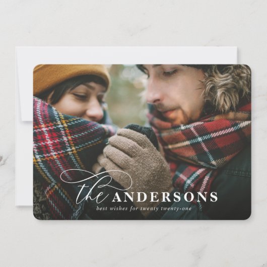 Cartes Pour Fêtes Annuelles Script red plaid photo (Devant)