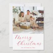 Cartes Pour Fêtes Annuelles Script Red Simple Joyeux Noël Lettre photo (Devant)