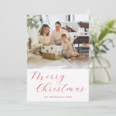Cartes Pour Fêtes Annuelles Script Red Simple Joyeux Noël Lettre photo (Debout devant)