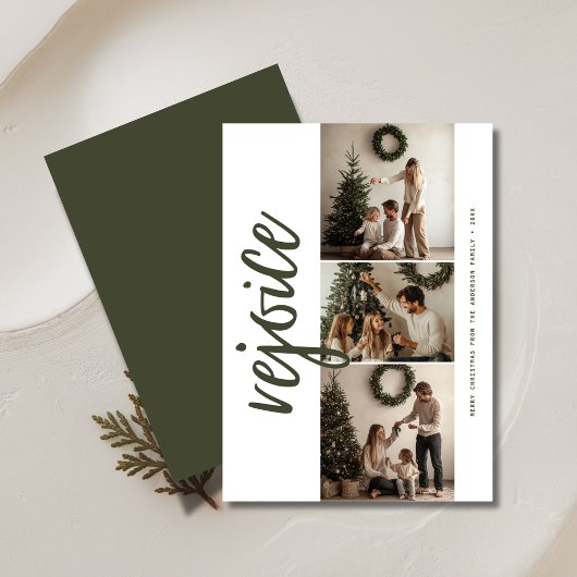 Cartes Pour Fêtes Annuelles Script Rejoice Religieux Noël Famille Photo