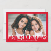 Cartes Pour Fêtes Annuelles Script rouge moderne Merriest Christmas Photo Holi (Devant)
