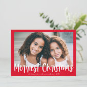 Cartes Pour Fêtes Annuelles Script rouge moderne Merriest Christmas Photo Holi (Debout devant)