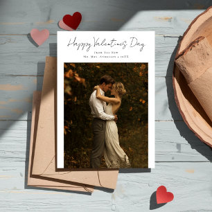 Cartes Pour Fêtes Annuelles Script rustique Nouveau marié Couple Photo Valenti