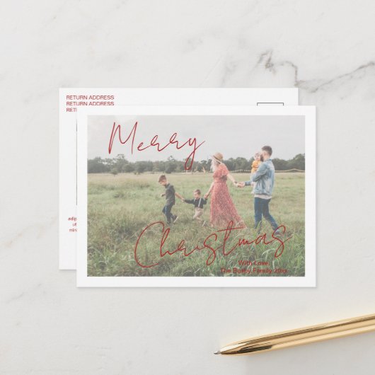 Cartes Pour Fêtes Annuelles Script rustique Photo moderne Noël (Devant/Arrière en situation)