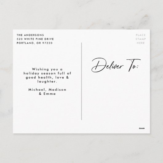 Cartes Pour Fêtes Annuelles Script Signature moderne Joyeux Noël Photo (Dos)