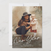 Cartes Pour Fêtes Annuelles Script simple Joyeux Nouvel An 3 photo (Devant)