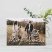 Cartes Pour Fêtes Annuelles Script simple moderne Joyeux Noël 2 Photo (Debout devant)