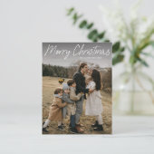 Cartes Pour Fêtes Annuelles Script simple moderne Joyeux Noël Photo de famille (Debout devant)