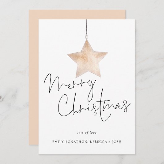 Cartes Pour Fêtes Annuelles Script Star moderne Joyeux Noël (Devant / Derrière)