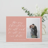 Cartes Pour Fêtes Annuelles Script texte photo Noël enregistrer la date (Debout devant)