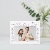 Cartes Pour Fêtes Annuelles Script violet moderne photo de la Saint Valentin (Debout devant)