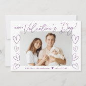Cartes Pour Fêtes Annuelles Script violet moderne photo de la Saint Valentin (Devant)