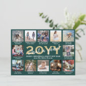 Cartes Pour Fêtes Annuelles Script What a Year ! 12 Photo Collage Vert & Or (Debout devant)