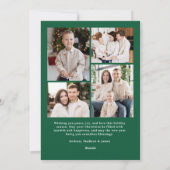 Cartes Pour Fêtes Annuelles Script Whimsical Bow Green Christmas 5 Photo (Dos)