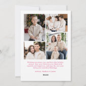 Cartes Pour Fêtes Annuelles Script Whimsical Pink Bow Christmas 5 Photo (Dos)