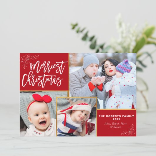 Cartes Pour Fêtes Annuelles Scripts rustiques collage photo noël (Debout devant)