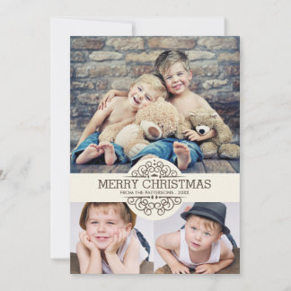 Cartes Pour Fêtes Annuelles Scroll vintage Joyeux Noël Photo Collage