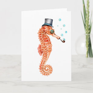 Cartes Pour Fêtes Annuelles Seahorse Steampunk