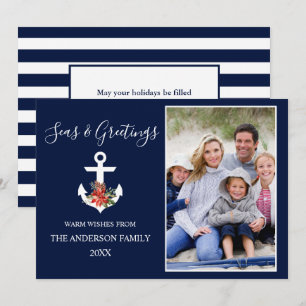 Cartes Pour Fêtes Annuelles Seas et salutations Poinsettia Ancre Photo triée