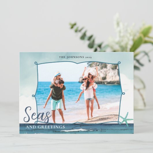 Cartes Pour Fêtes Annuelles Seas & Greetings Coastal Christmas with photo (Debout devant)