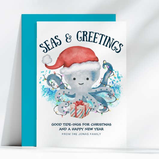 Cartes Pour Fêtes Annuelles Seas & Greetings Octopus Santa Christmas
