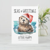 Cartes Pour Fêtes Annuelles Seas & Salutations Otter Père Noël Coastal Christm (Debout devant)