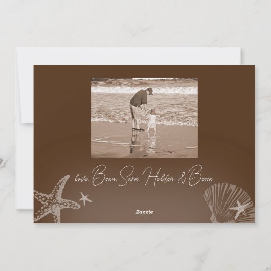 Cartes Pour Fêtes Annuelles Seas & salutations Photo Plage Sepia Brown (Dos)